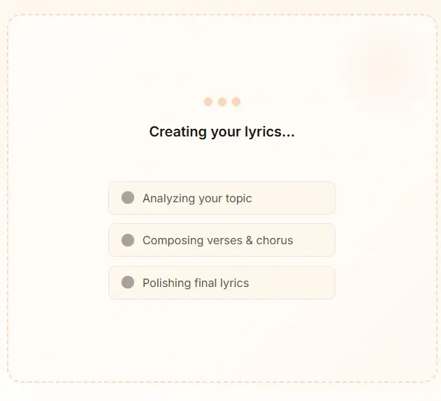 AI lyrics generation in progress - creating your song lyrics step by step